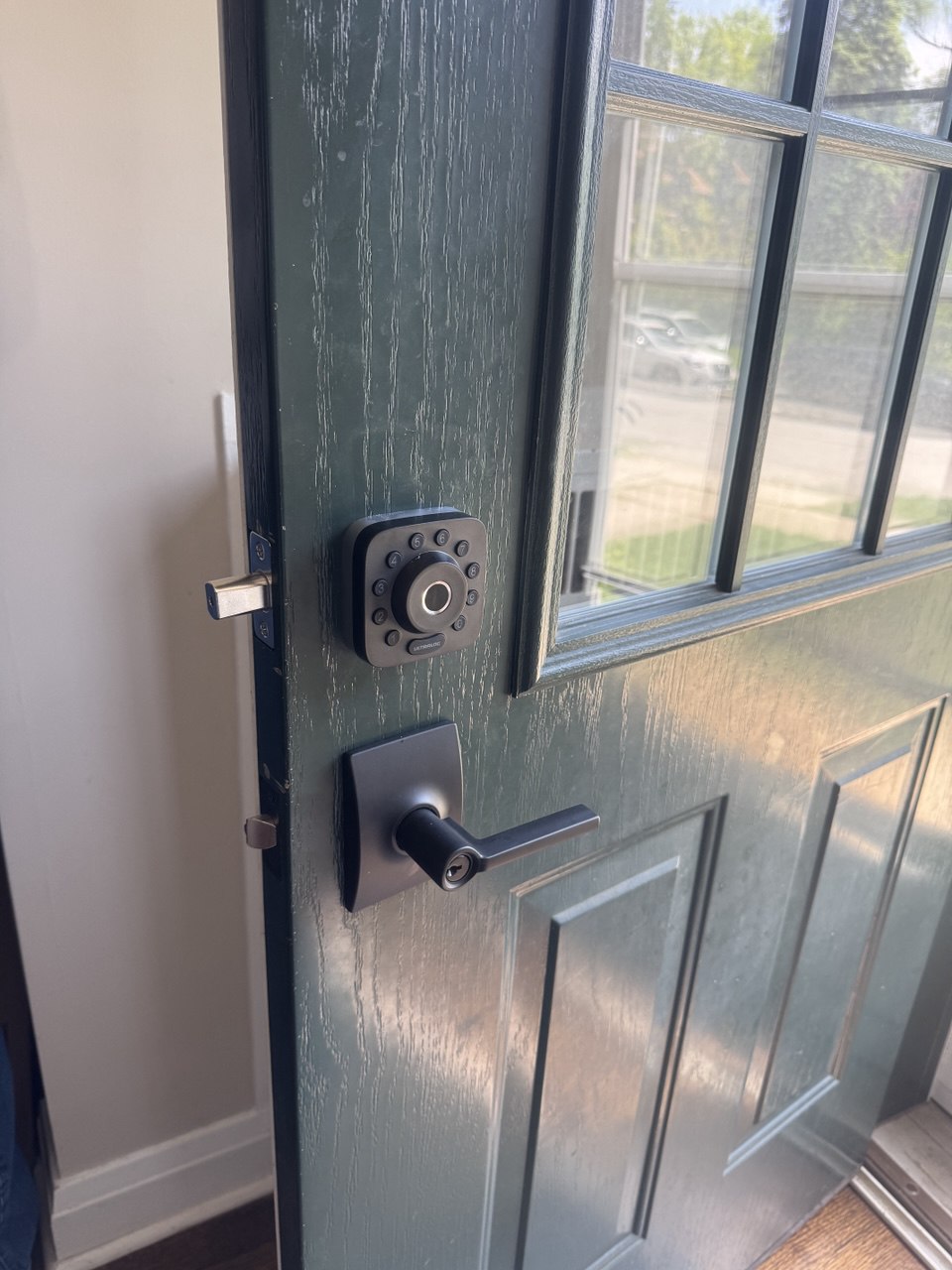 Smart lock installed on door